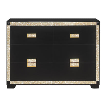 Lively - Dresser With Glitter Detail And Thick Bar Handle Hardware - Black