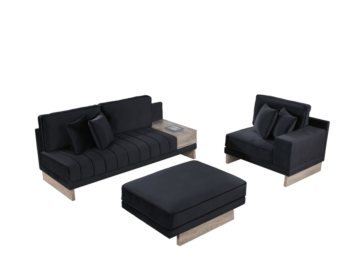 Memphis - Reversible Sectional Sofa Ottoman With Storage Compartment, Drawer, USB ports, Charging Outlets