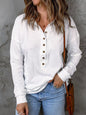 Full Size Button Detail Long Sleeve Top Plus Size