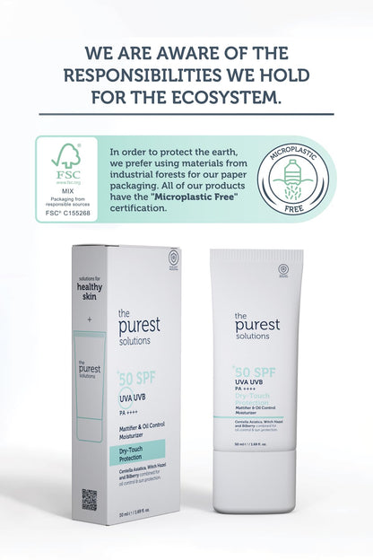 The Purest Solutions Oil Control Moisturizer with UV & Blue Light Protection - Dry Touch Finish, 1.69 fl oz
