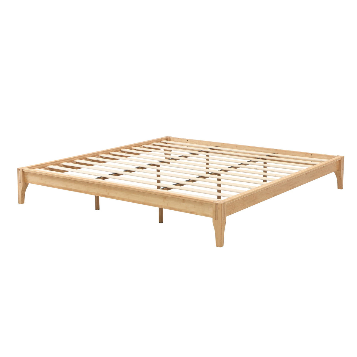 Solid Dry Bamboo Platform Bed Frame, With Slat Support