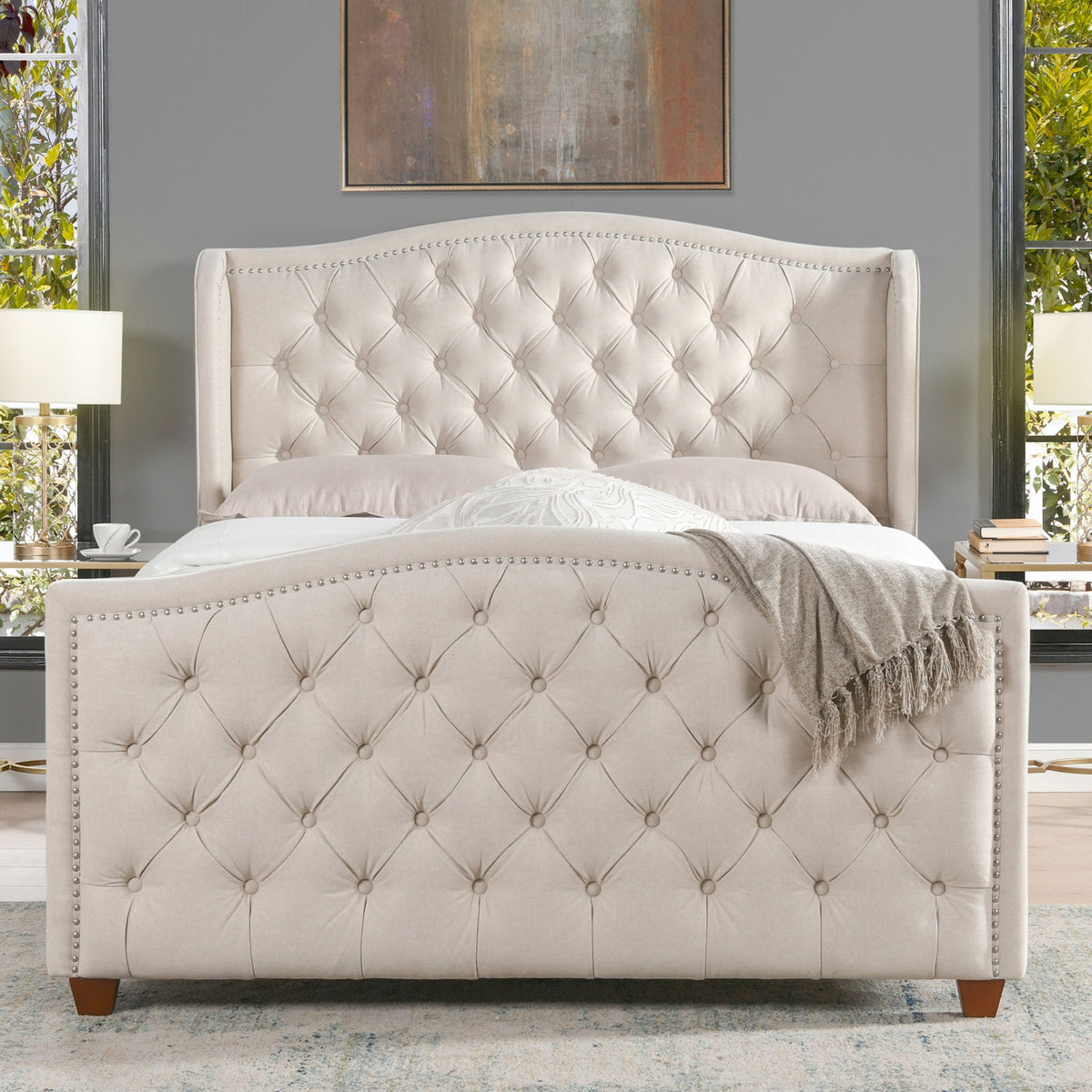Marcella - Upholstered Shelter Headboard Bed
