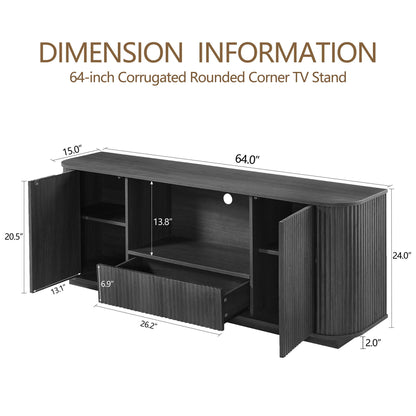 Modern Wavy TV Stand Rounded Sideboard With Storage Cabinet