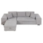 Modern L-Shape 3 Seat Reversible Sectional Couch, Pull Out Sleeper Sofa With Storage Chaise And 2 Stools For Living Room Furniture Set