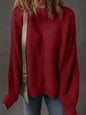 Solid Color Front Seam Drop Shoulder Loose Sweater