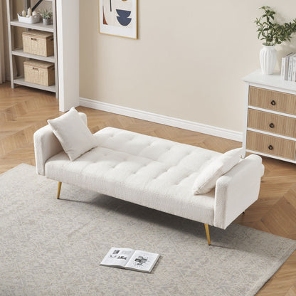 Teddy Fleece Sofa Bed With Luxurious Throw Pillows
