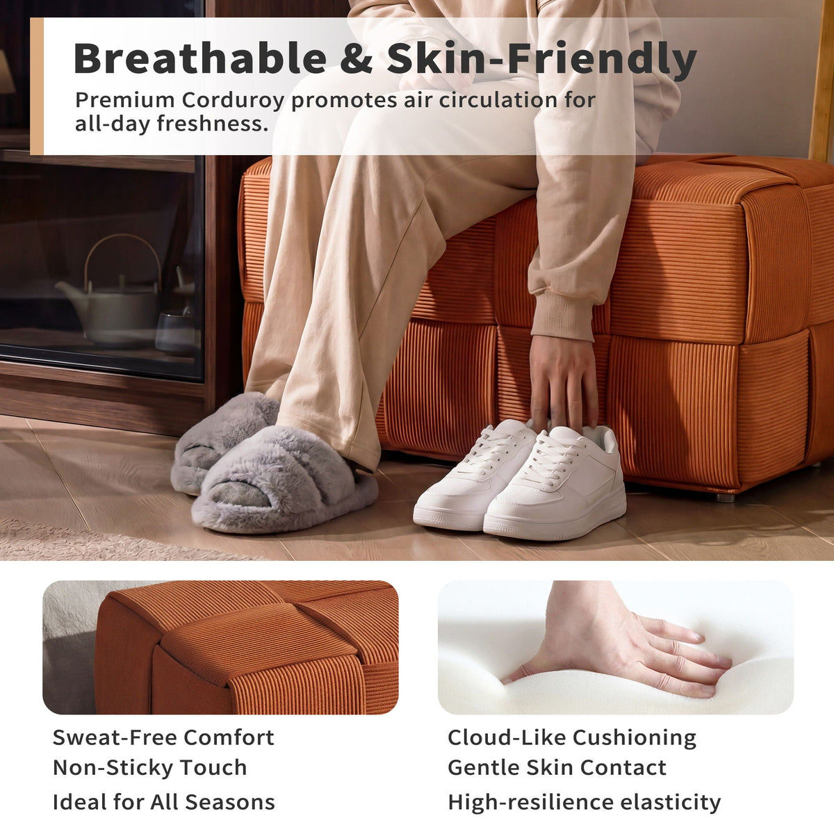 Modern Ottoman Foot Rest With Woven Design
