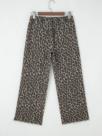 Leopard Straight Loose Leg Jeans