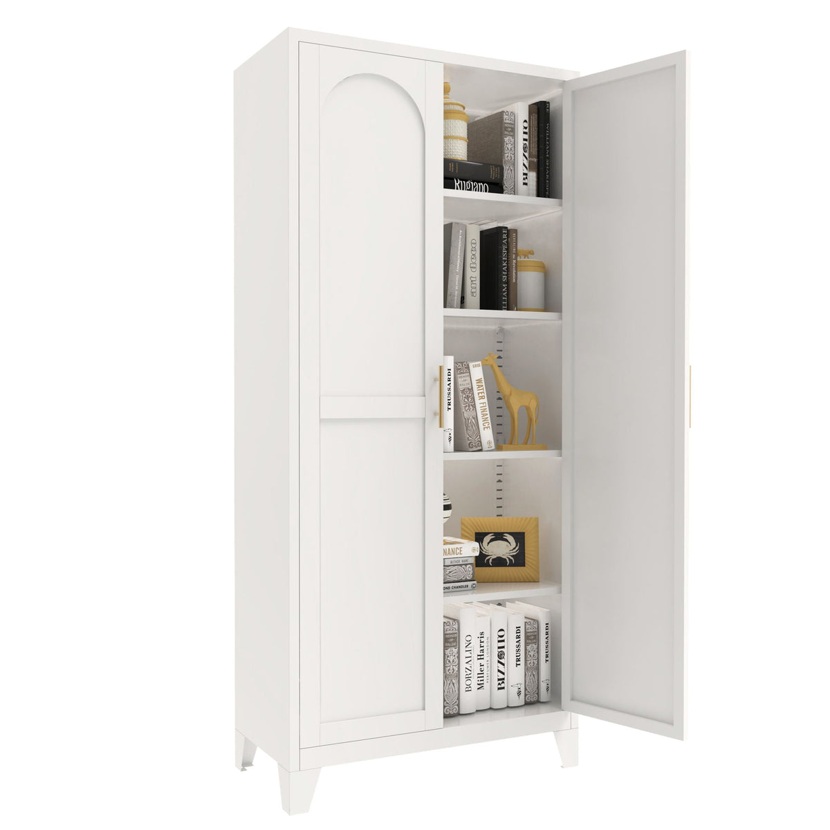 Shapely Doors Cabinet, Metal Storage Cabinet With Doors And Adjustable Shelves