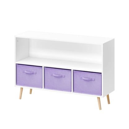 Bookcase With Collapsible Drawers, Book Display Organizer