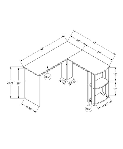 Computer Desk, Home Office, Corner, Storage Shelves, L Shape, Laptop, Contemporary & Modern - Walnut