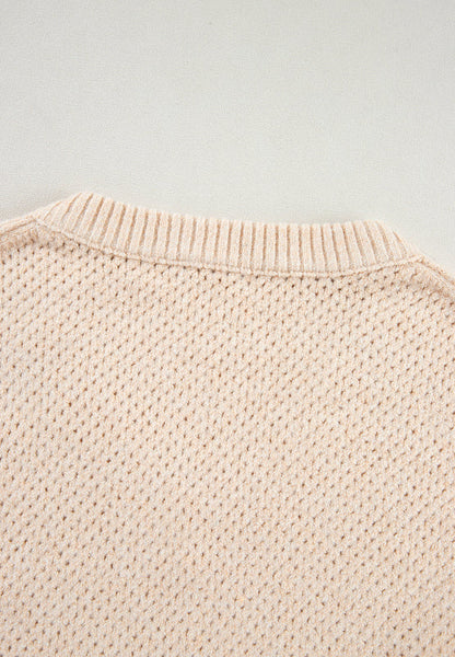 V-Neck Dropped Shoulder Long Sleeve Sweater