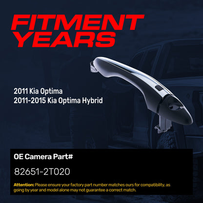 Exterior Door Handle Black/Chrome Replacement for Kia Optima (2011), Optima Hybrid (2011-2015) OE Part # 82651-2T020 | Front Left Driver Side