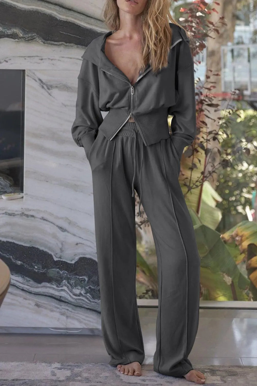 Zip-Up Hoodie and Pants Active Set