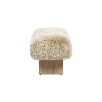 Leda - Sheepskin Fur Rectangular Accent Bench - Natural Blonde