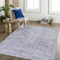 Maval - 4' X 6' Area Rug Washable - Blue / Cream