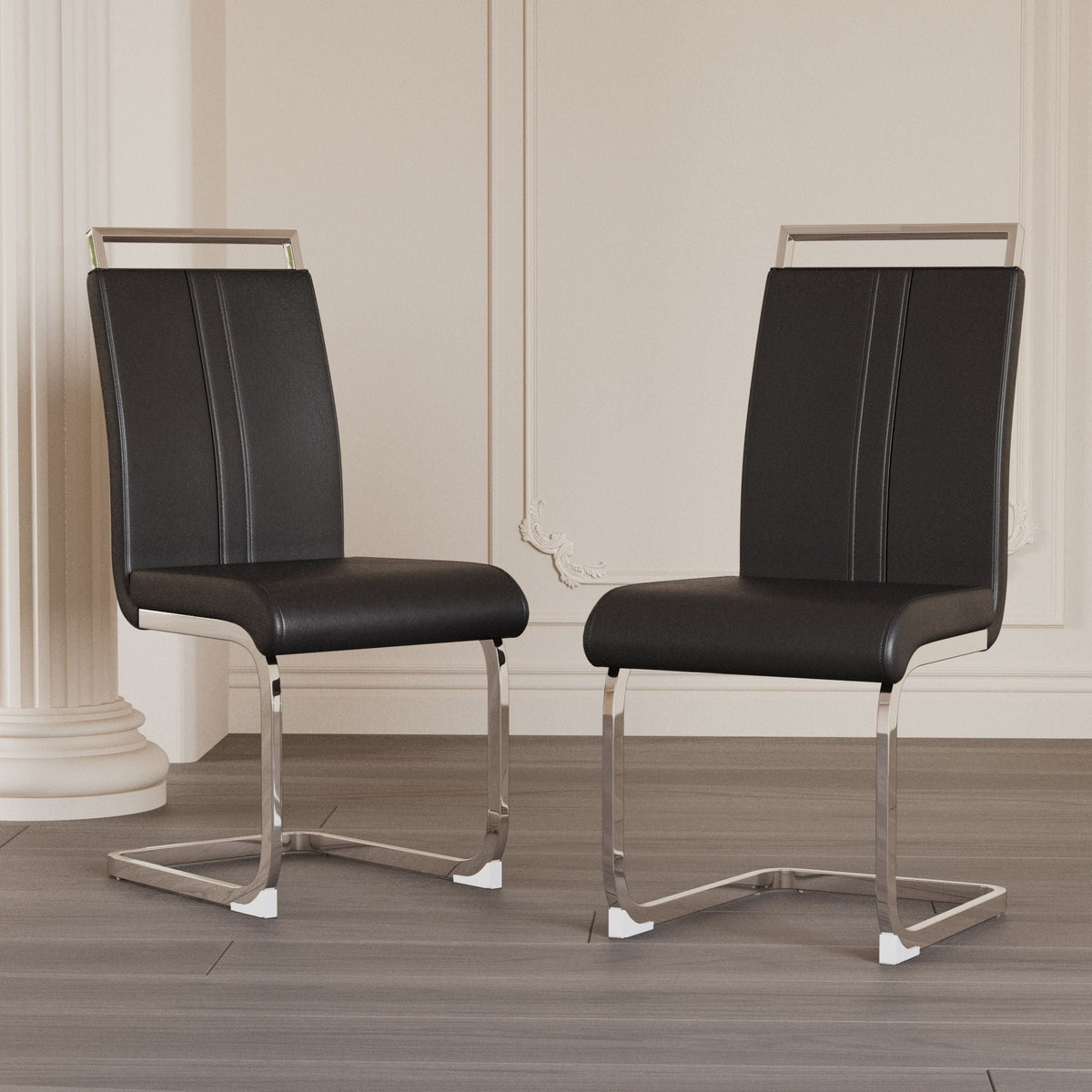 Modern Dining Chairs With Padded Seat, High Back