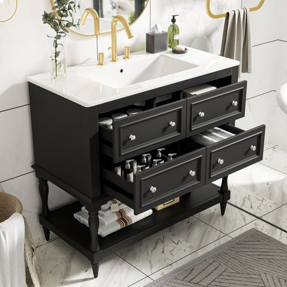 Bathroom Vanity Cabinet With Undermount Sink, 4 Drawer Set