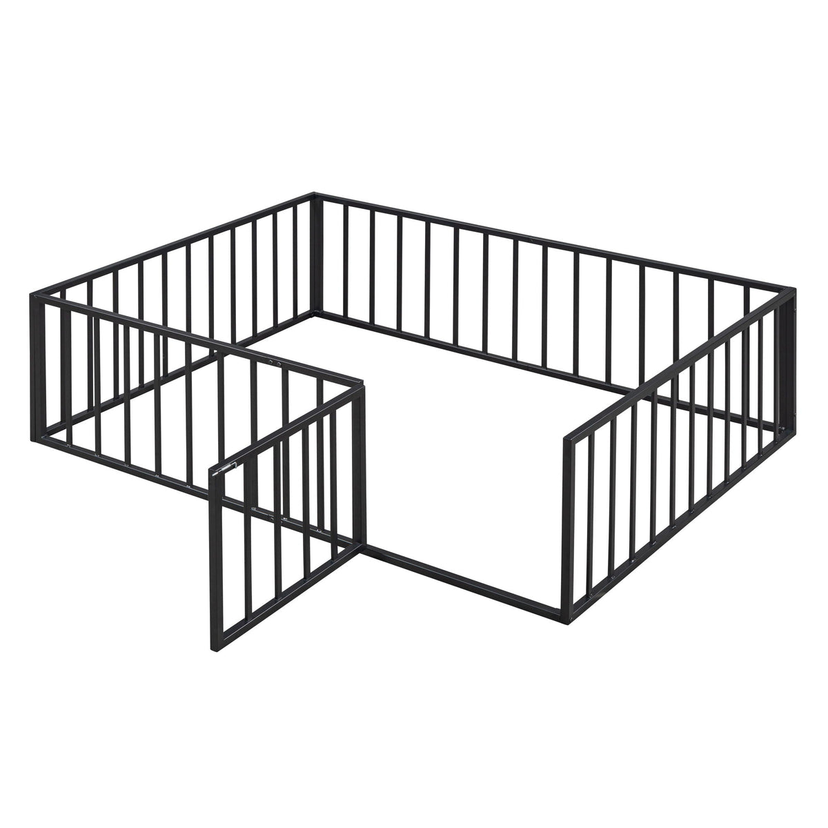 Metal Floor Bed Frame With Fence And Door
