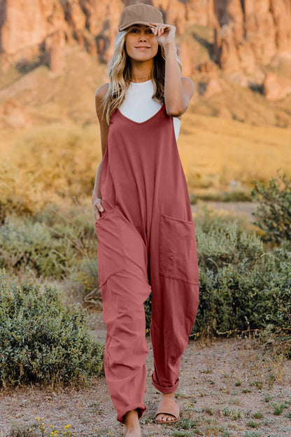 Sleeveless V-Neck Jumpsuit with Pockets