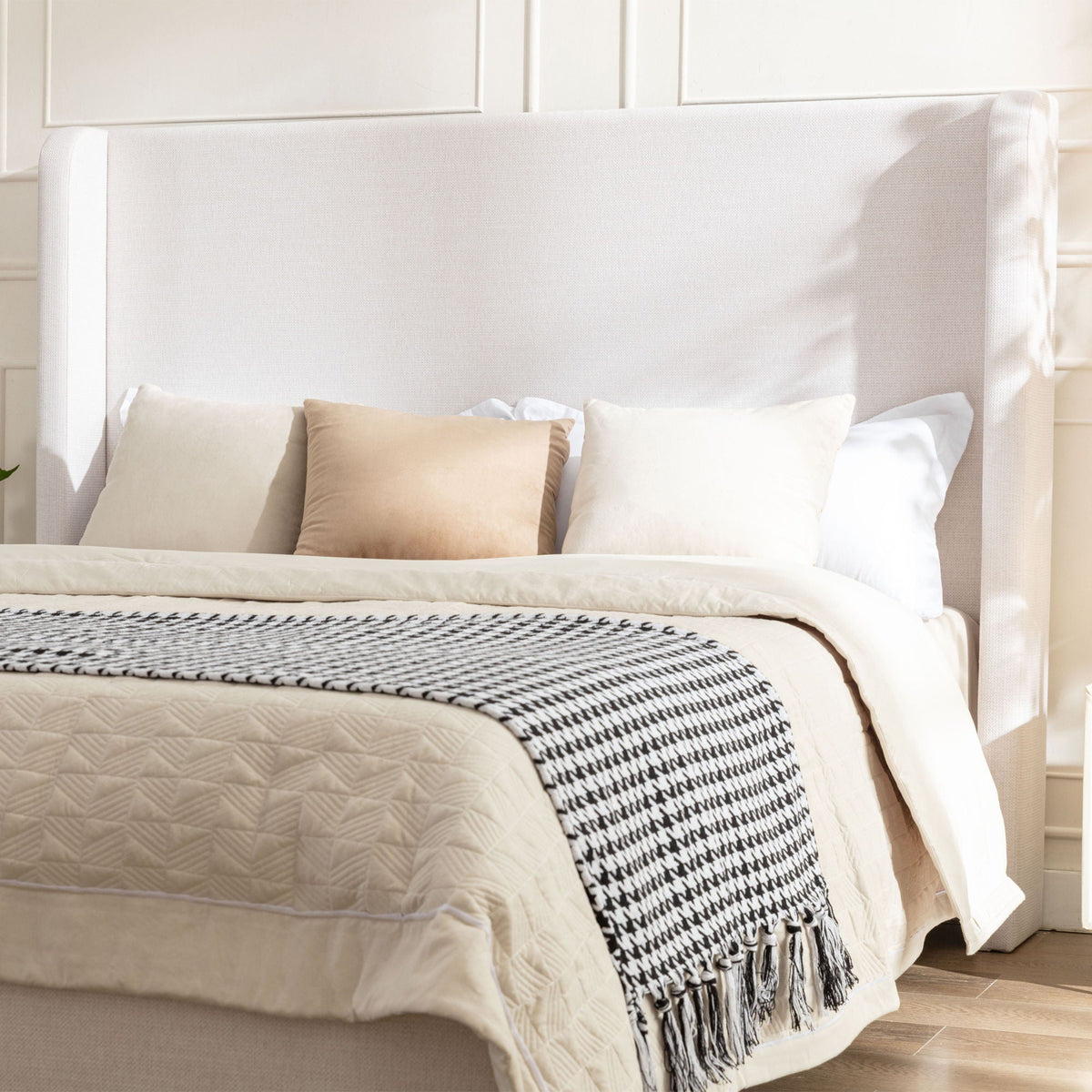 Hayden - Upholstered Wingback Bed With Tall Headboard