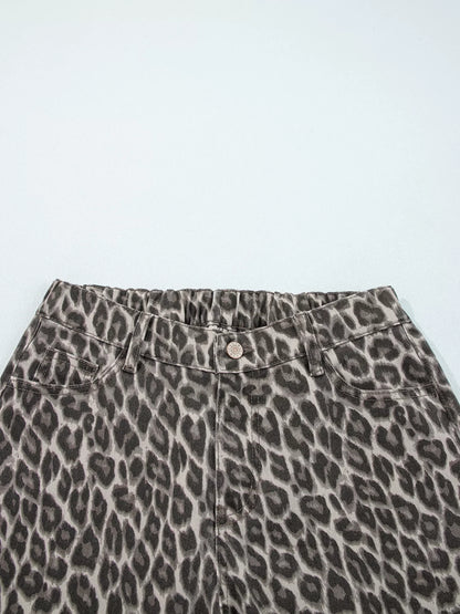 Leopard Straight Loose Leg Jeans