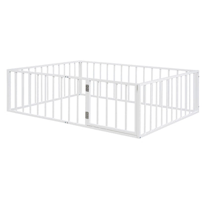 Metal Floor Bed Frame With Fence And Door