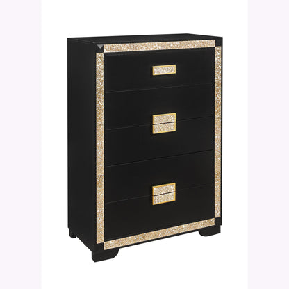 Lively - Chest With Glitter Detail And Thick Bar Handle Hardware - Black