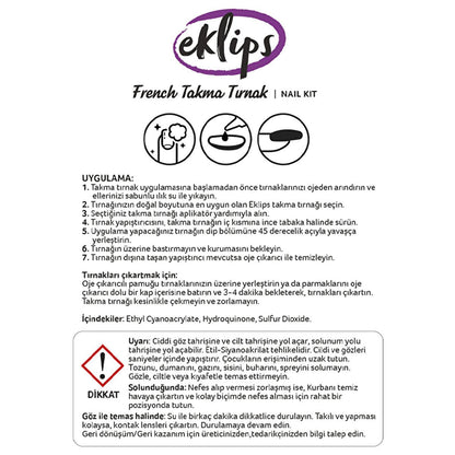 Eklips French Pearly Pink Square False Nails - Instant Manicure, Easy Application, Perfect Fit