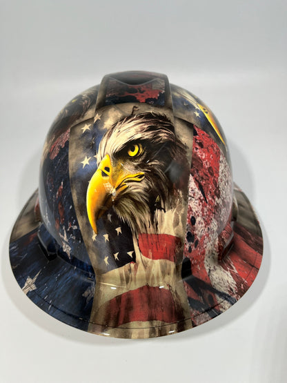 Full Brim Hard Hat Hydro Dipped American Flag Intense Eagle