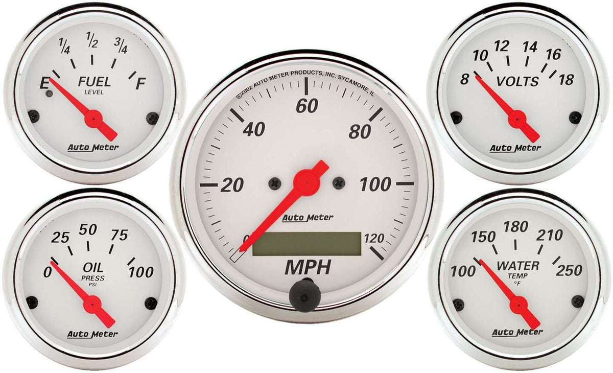 Arctic White Gauge Kit W/Red Pointer - 1302