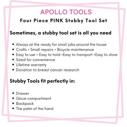Four Piece Stubby Tool Set - Pink- DT0240P