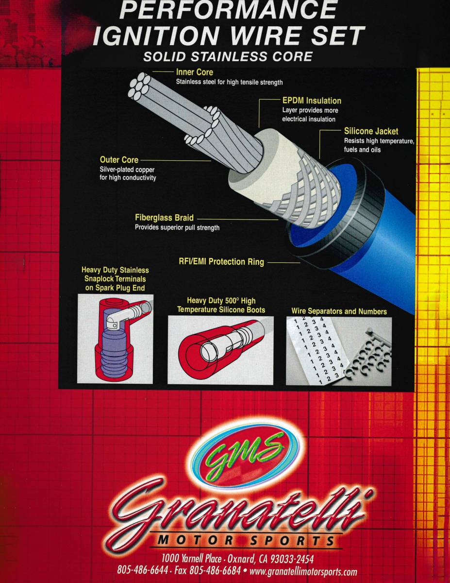 Granatelli GM LS & LT 0-Ohm 12" Red High-Temp Coil-Near-Plug Spark Plug Wires – 28-1629HTR