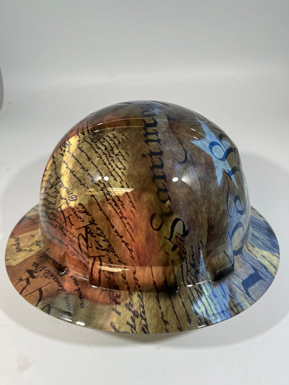 Full Brim Hard Hat Hydro Dipped 2ND AMMENDMENT GRUNGE FLAG