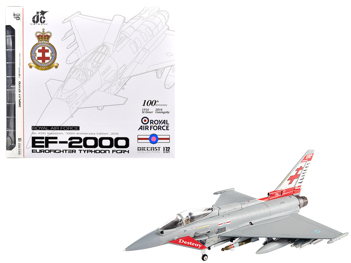 Eurofighter Typhoon FGR4 EF-2000 Aircraft "No.41(R) Squadron 100th Anniversary" (2016) British Royal Air Force 1/72 Diecast Model by JC Wings  free shipping USA