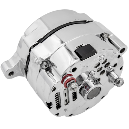 March Ultra Series Ford 1G Alternator  140 Amp  12V  1 Wire  Chrome Finish
