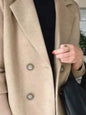 Full Size Knitted Sleeve Wool Blend Double-Breasted Blazer Plus Size
