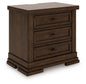 Taffenbrook - Three Drawer Night Stand - Medium Brown
