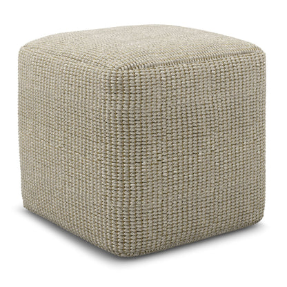 Zelma - Square Woven Outdoor / Indoor Pouf - Silver