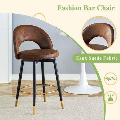 Upholstered Rotatable Bar Chair With Metal Legs For Dining Room