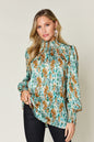 Semi-Sheer Smocked Top with Long Sleeves & Frills