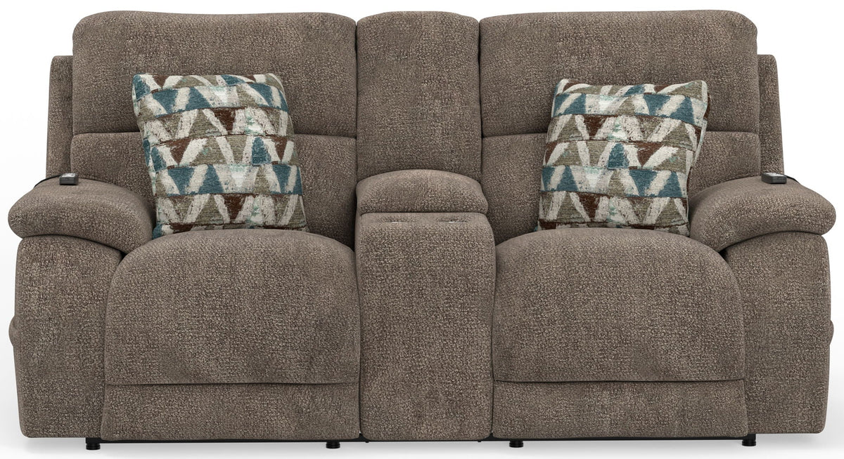 Joya - Power Headrest Power Lay Flat Reclining Console Loveseat With CR3 Heat/Massage/Lumbar/ZG