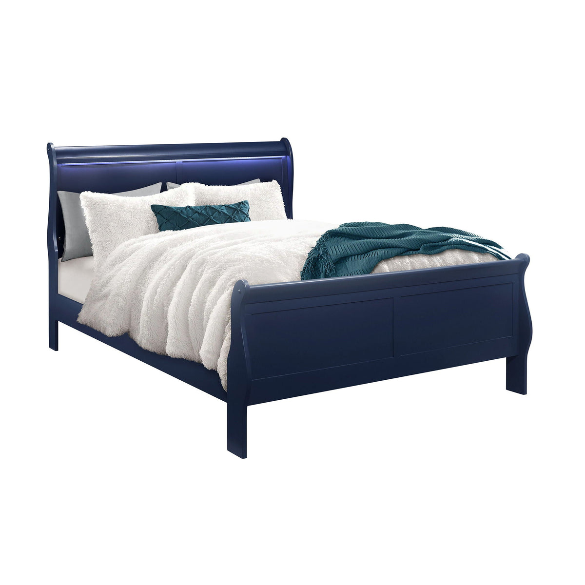 Charlston - Modern Sleigh Design Bed With LED