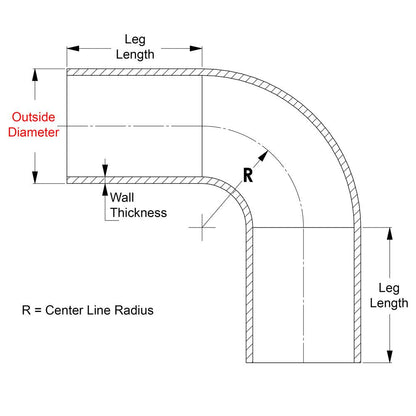 HPS Performance Products HPS 3-1/2" OD 90 Degree Bend 6061 Aluminum Elbow Pipe Tubing 16 Gauge, Mandrel Bent, Mill Finish