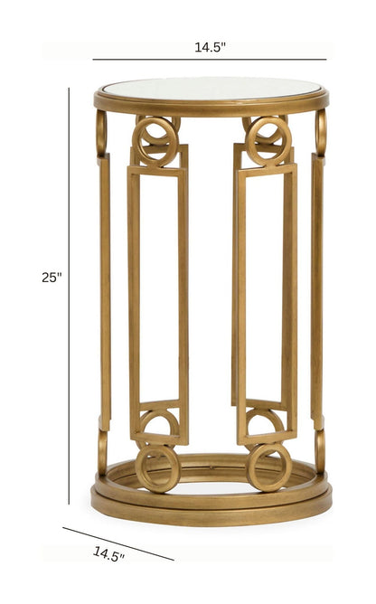 Lorena - Round Accent Table - Burnished Brass
