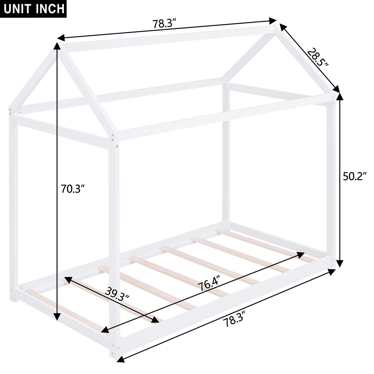 Wooden House Shaped Bed