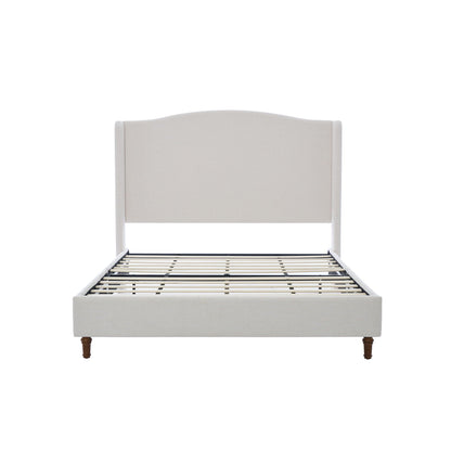 Minimalist Designs Upholstered Wingback Bed With Tall Headboard