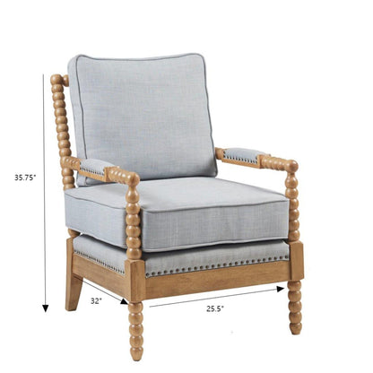 Arm Chair With Open Back Spindle Design, Padded Armrests