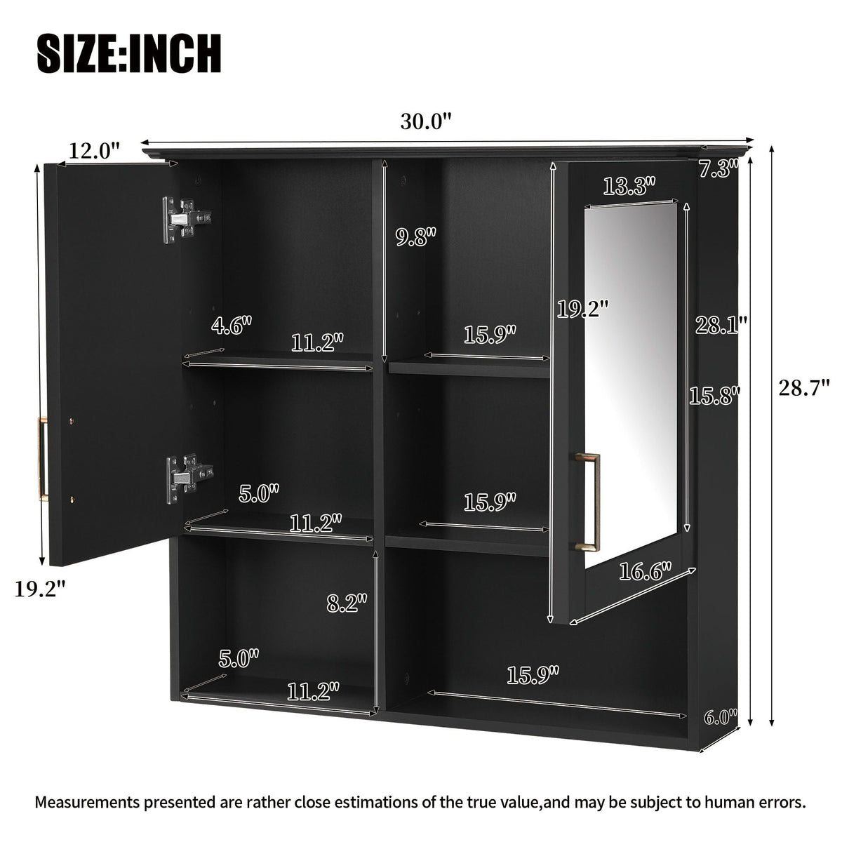 2 In 1 Wall-Mounted Mirror Cabinet With Adjustable Shelves, Soft-Close Doors, High-Definition Mirror & Storage