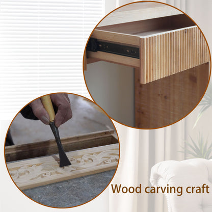 Rustic Modern Console Table With Drawer Storage - Natural Wood